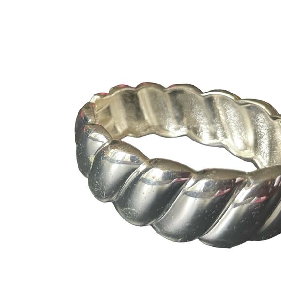 Vintage Silver Clamp Bracelet Wave Design with White Stones - Picture 3 of 3